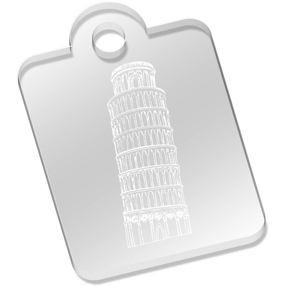 'Leaning Tower Of Pisa' Laser-Engraved Clear Acrylic Keyring / Keychain / Key Fob / Bag Tag (AK00058098)
