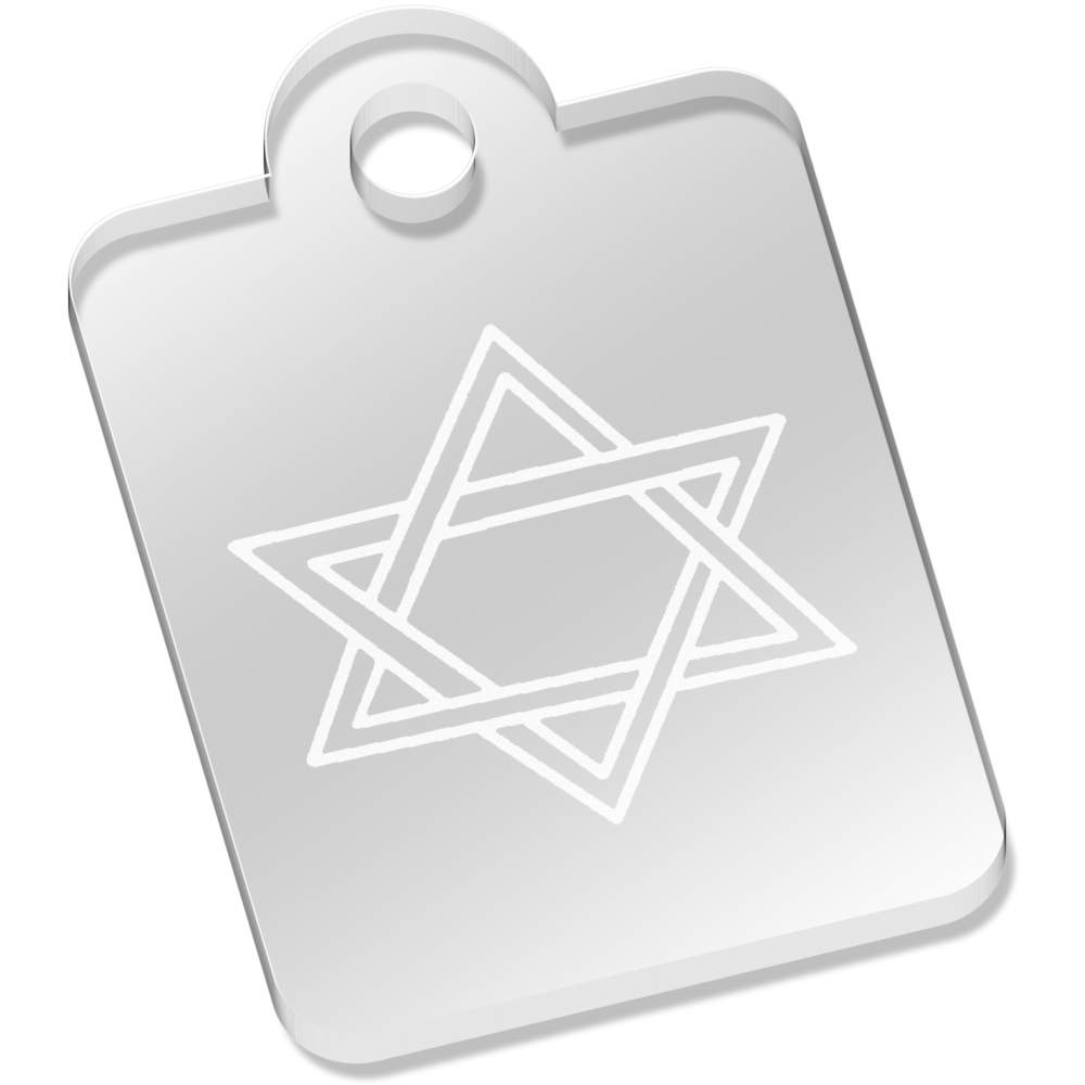 'Star Of David' Laser-Engraved Clear Acrylic Keyring / Keychain (AK024576)
