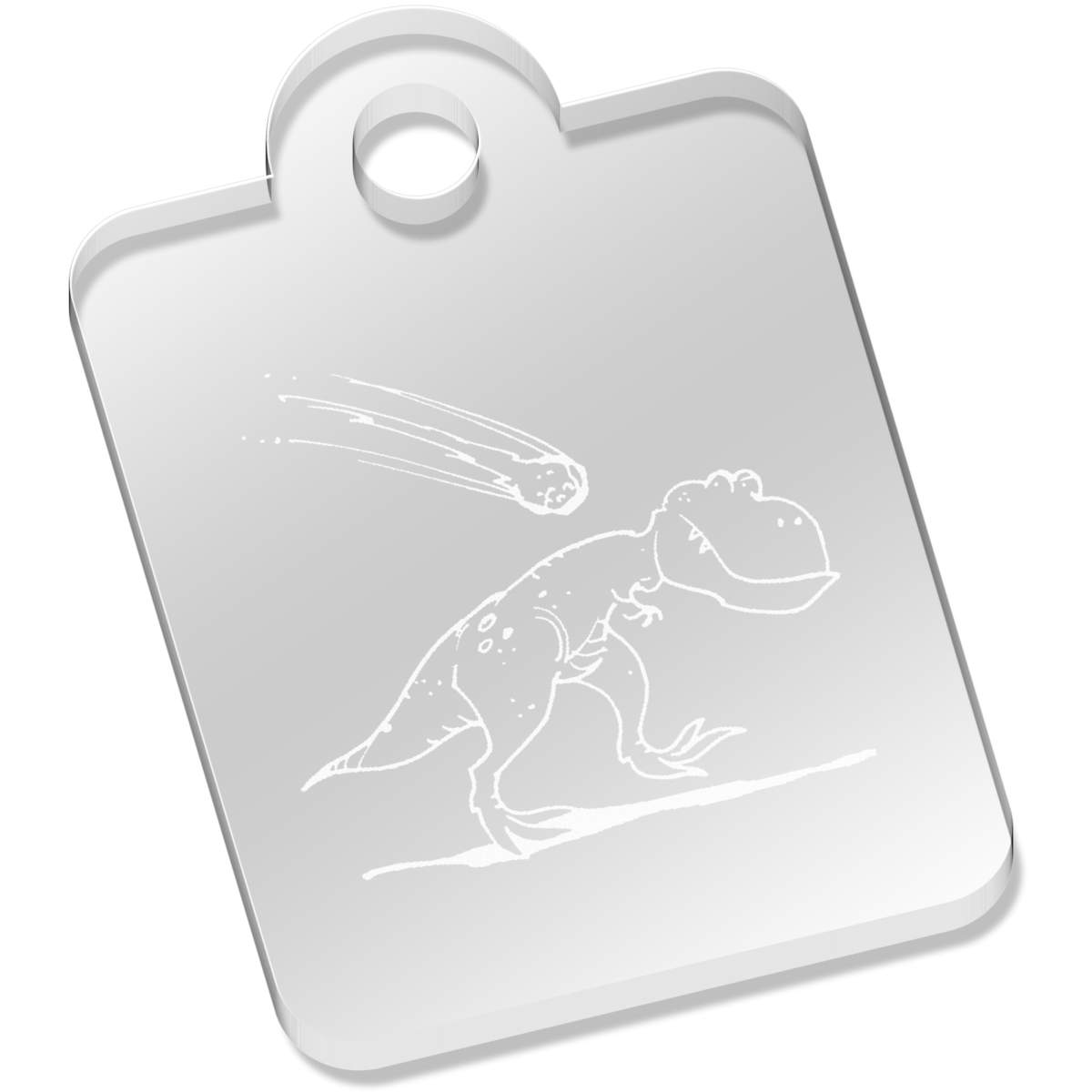 'Dinosaur & Meteorite' Laser-Engraved Clear Acrylic Keyring / Keychain (AK024960)