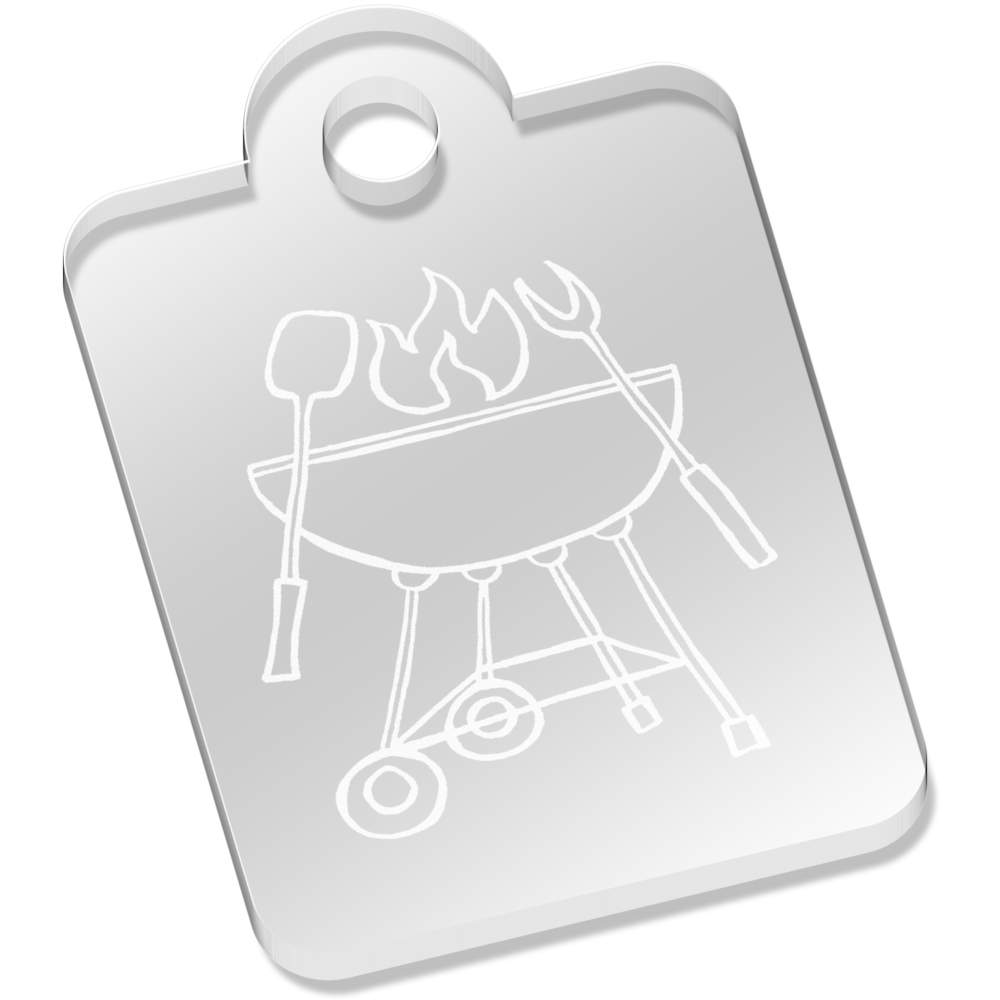 'BBQ Grill' Laser-Engraved Clear Acrylic Keyring / Keychain (AK025794)