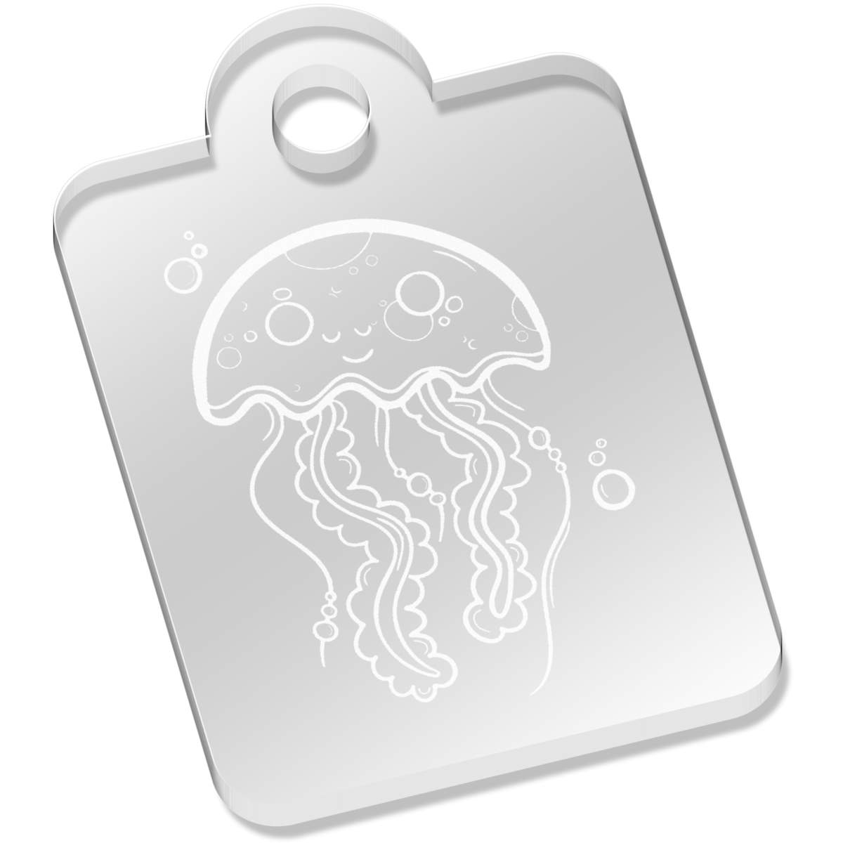 'Jellyfish' Laser-Engraved Clear Acrylic Keyring / Keychain (AK026686)