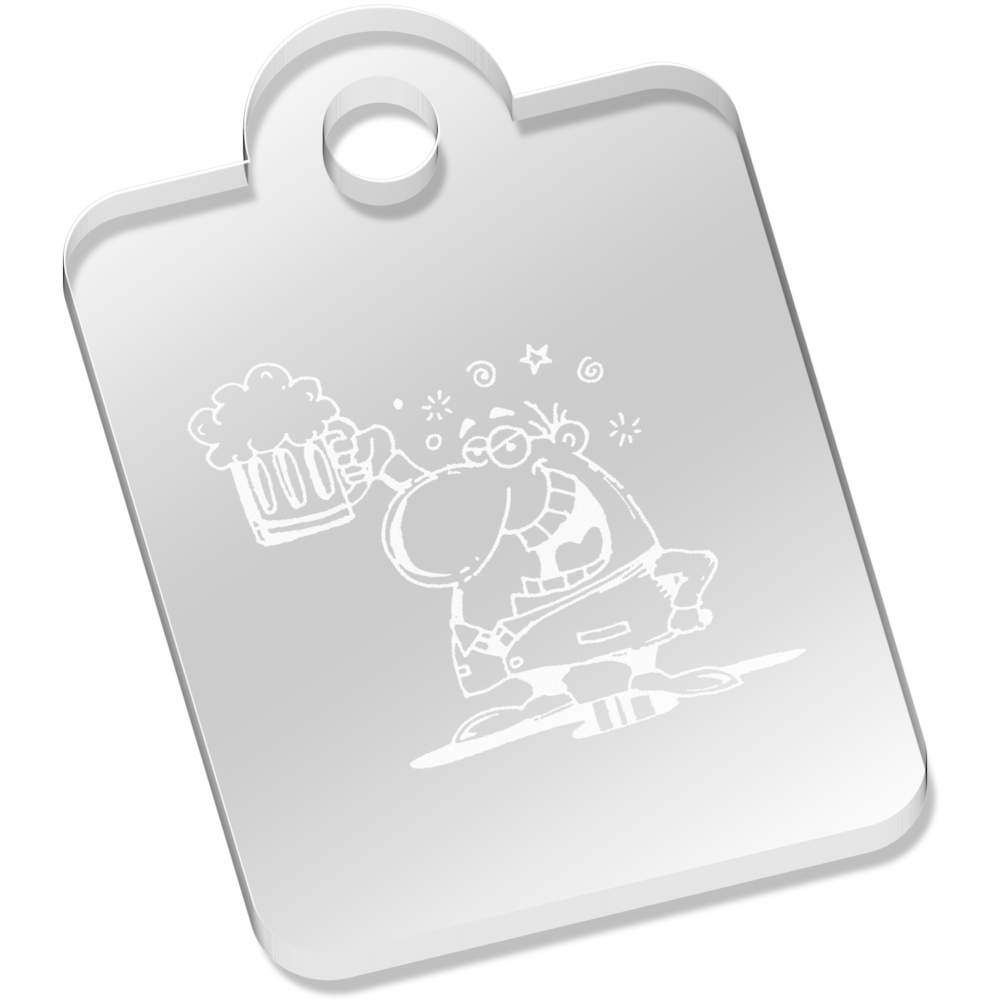 'Tipsy Man & Beer' Laser-Engraved Clear Acrylic Keyring / Keychain (AK027639)