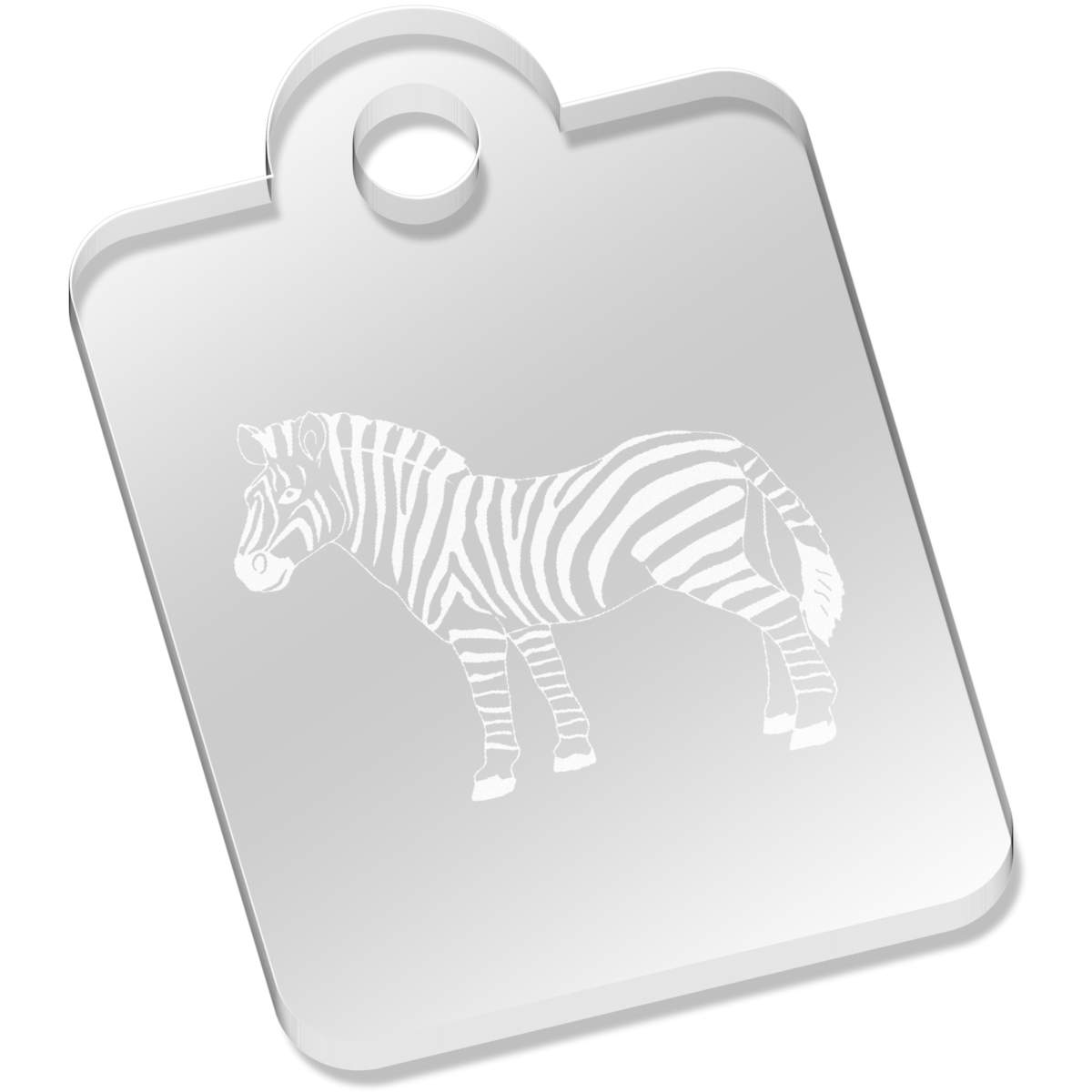 'Zebra' Laser-Engraved Clear Acrylic Keyring / Keychain (AK027842)