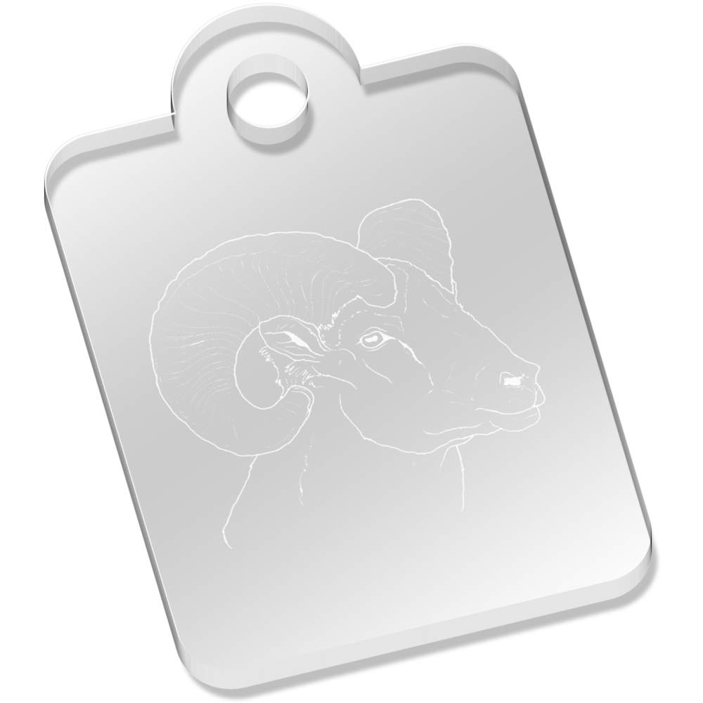 'Ram Head' Laser-Engraved Clear Acrylic Keyring / Keychain (AK028552)