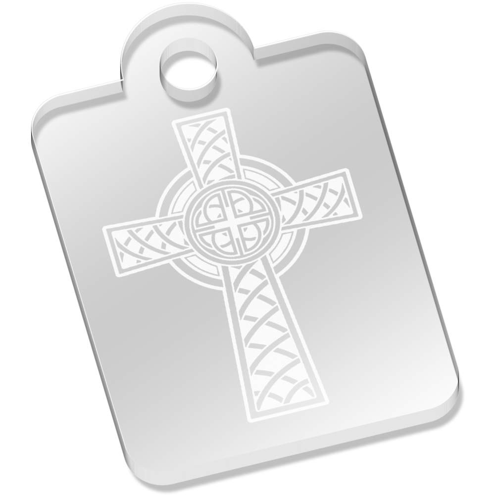 'Celtic Cross' Laser-Engraved Clear Acrylic Keyring / Keychain / Key Fob / Bag Tag (AK00066632)
