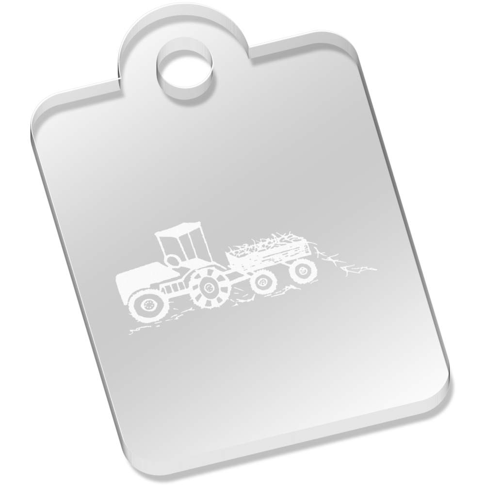 'Tractor Pulling Hay' Laser-Engraved Clear Acrylic Keyring / Keychain (AK031937)