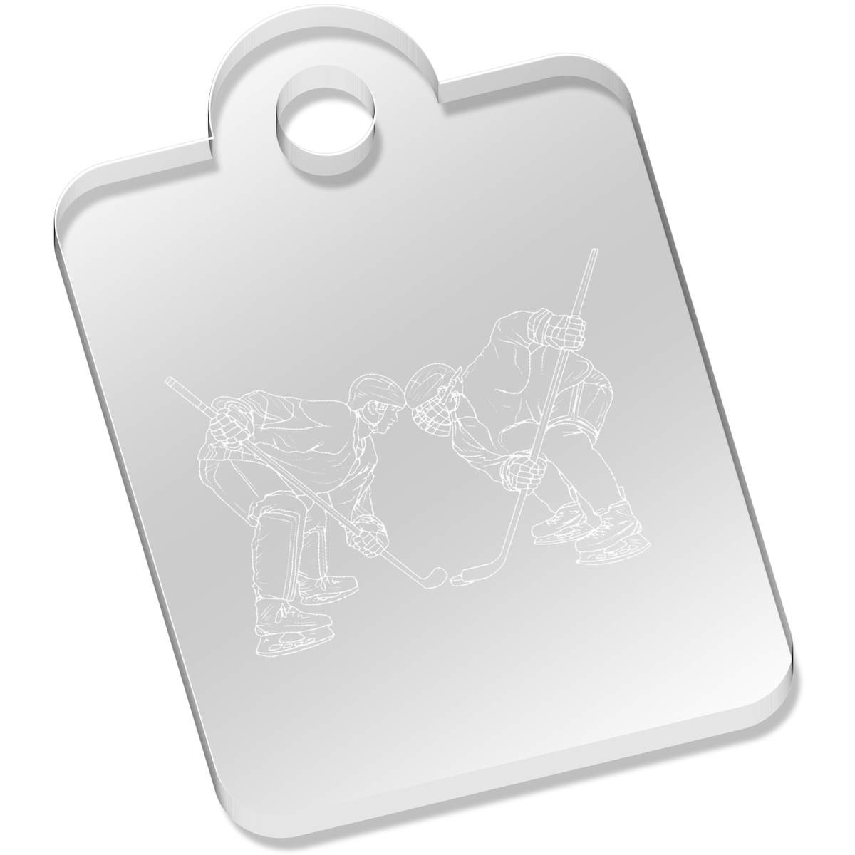 'Ice Hockey Players' Laser-Engraved Clear Acrylic Keyring / Keychain (AK034390)