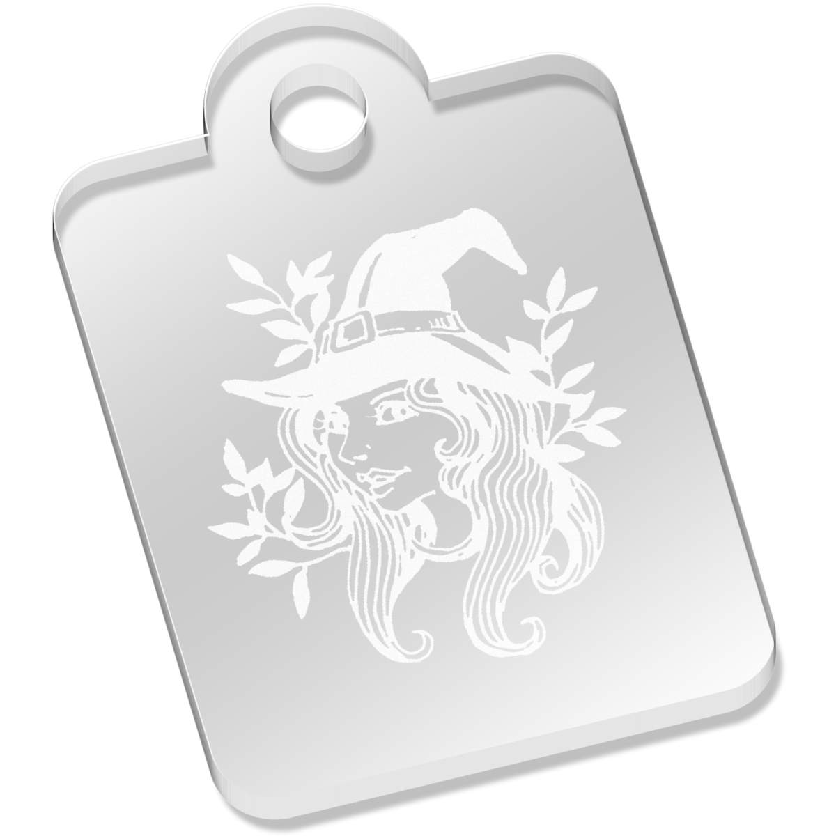 'Forest Witch' Laser-Engraved Clear Acrylic Keyring / Keychain (AK036455)