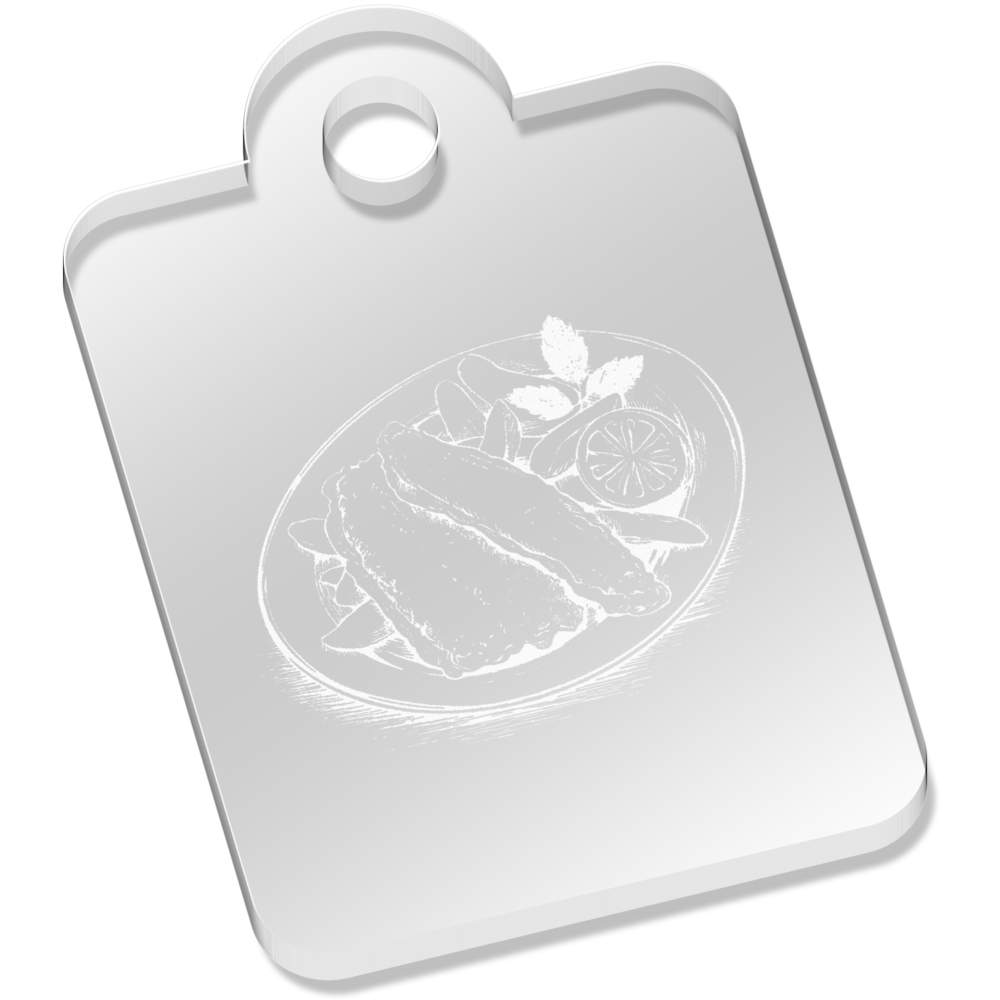 'fish and chips' Laser-Engraved Clear Acrylic Keyring / Keychain / Key Fob / Bag Tag (AK00079584)