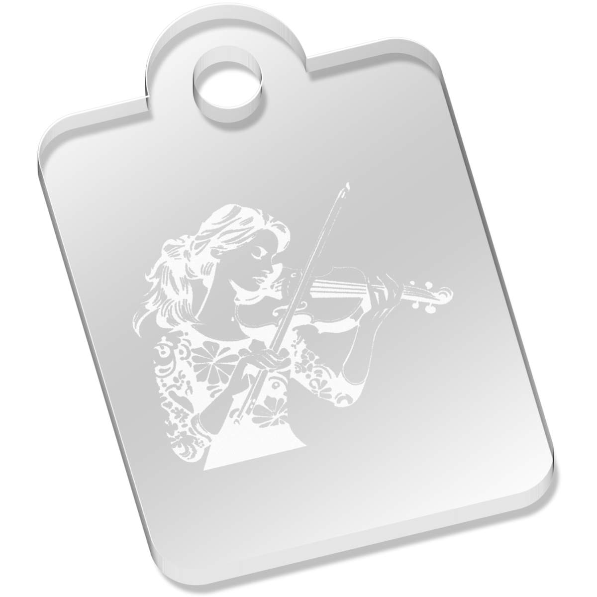 'Woman Playing Violin' Laser-Engraved Clear Acrylic Keyring / Keychain (AK043703)