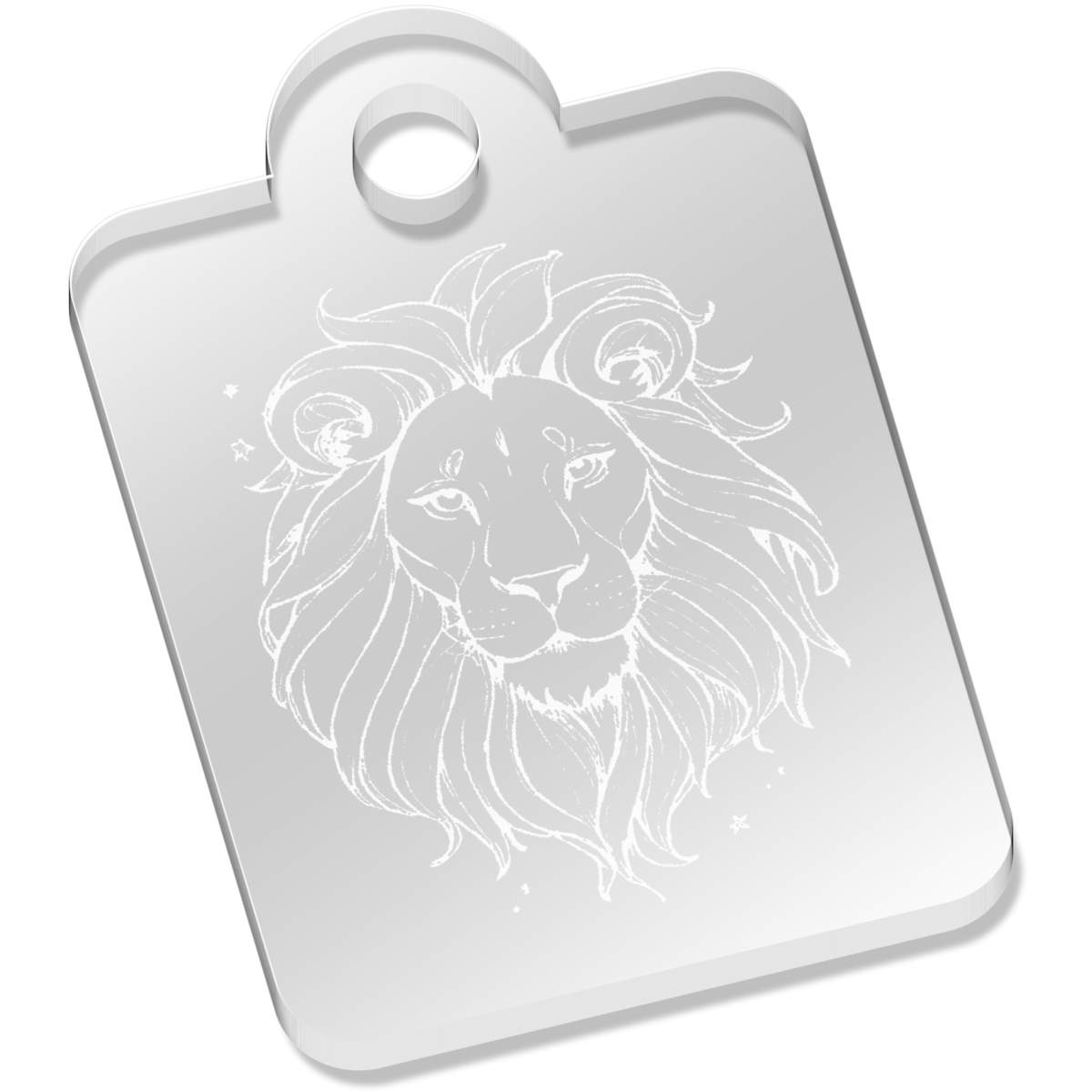 'Leo Lion' Laser-Engraved Clear Acrylic Keyring / Keychain (AK044820)