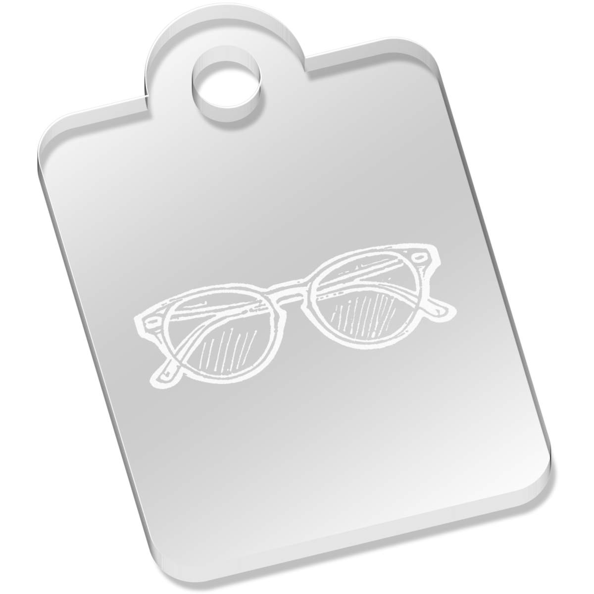 'Pair of Glasses' Laser-Engraved Clear Acrylic Keyring / Keychain (AK046099)