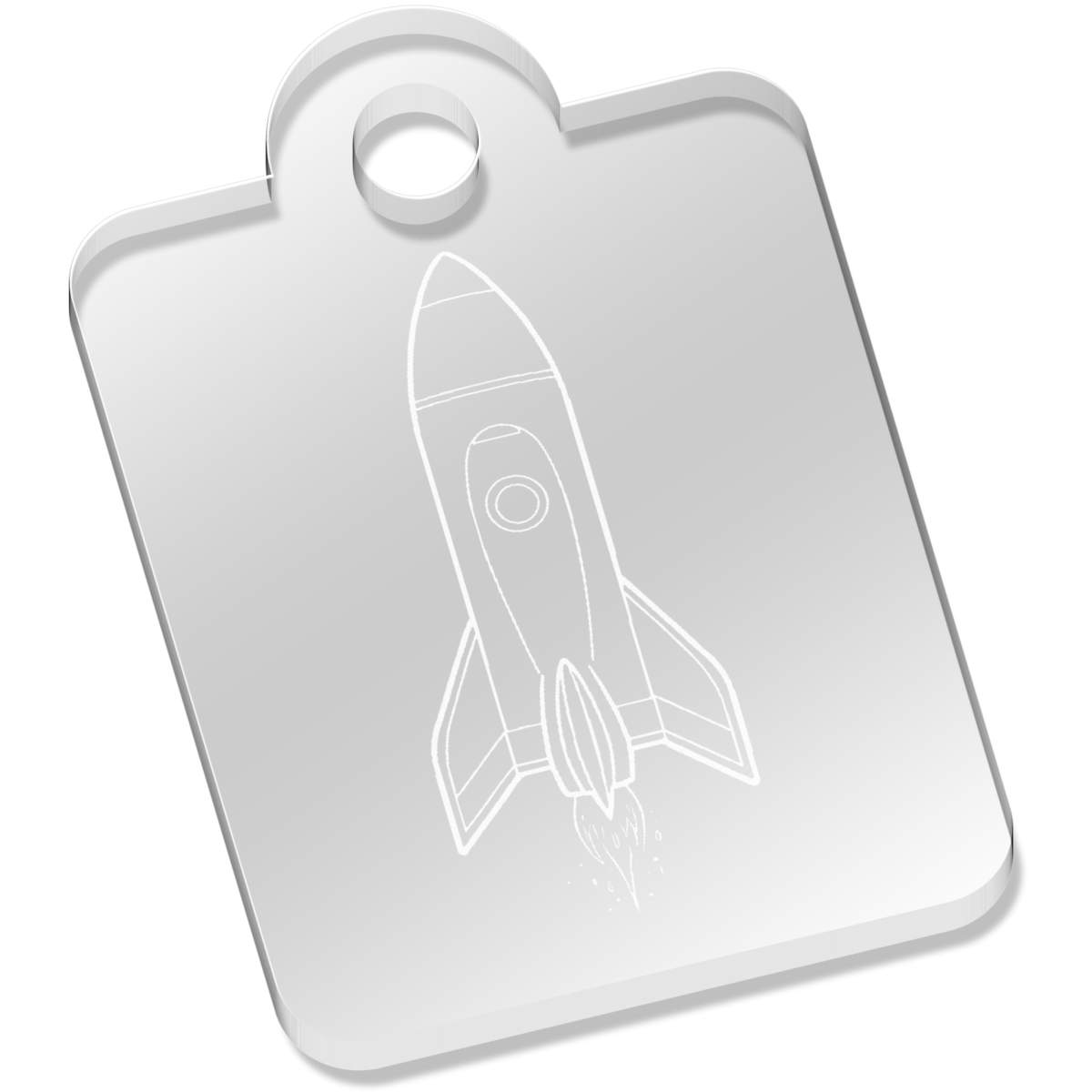 'Space Rocket' Laser-Engraved Clear Acrylic Keyring / Keychain (AK047822)