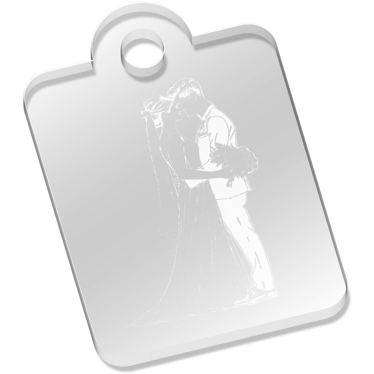 'Bride and Groom' Laser-Engraved Clear Acrylic Keyring / Keychain (AK048062)