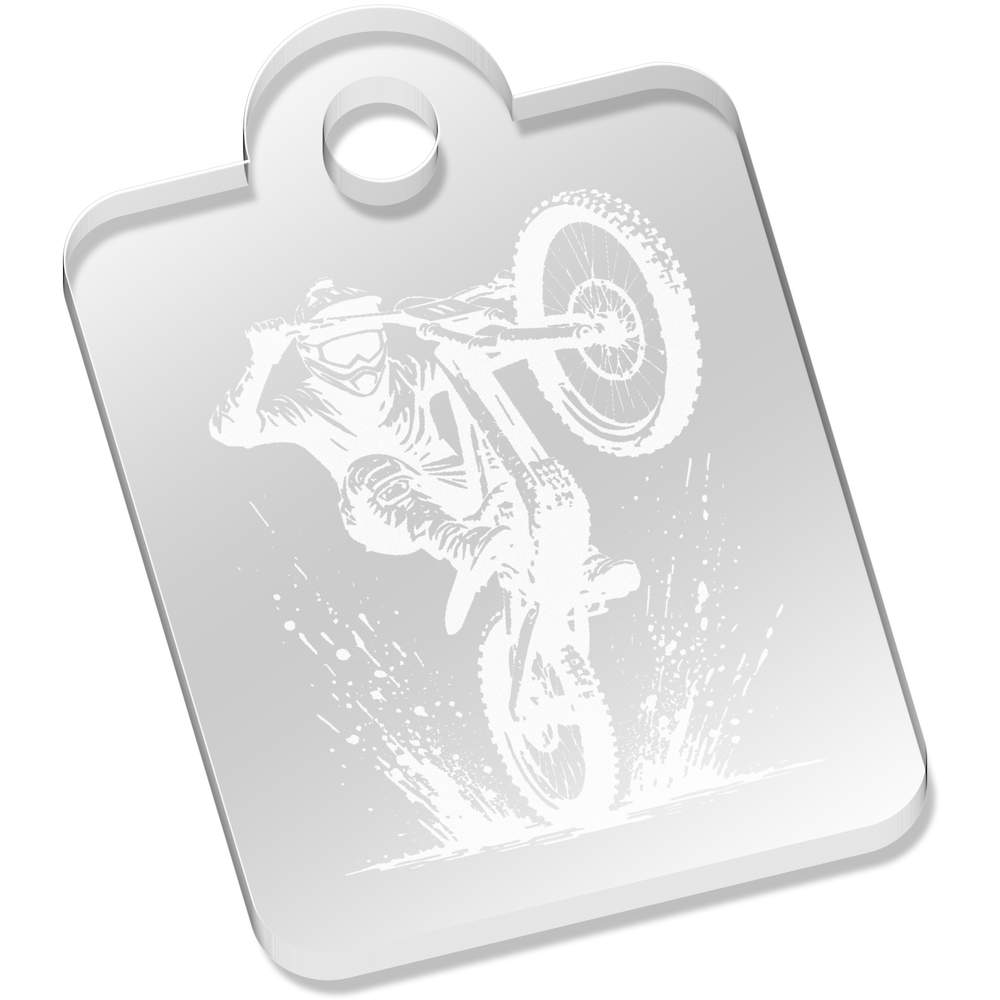 'Muddy Mountain Bike Wheelie' Laser-Engraved Clear Acrylic Keyring / Keychain / Key Fob / Bag Tag (AK00085036)