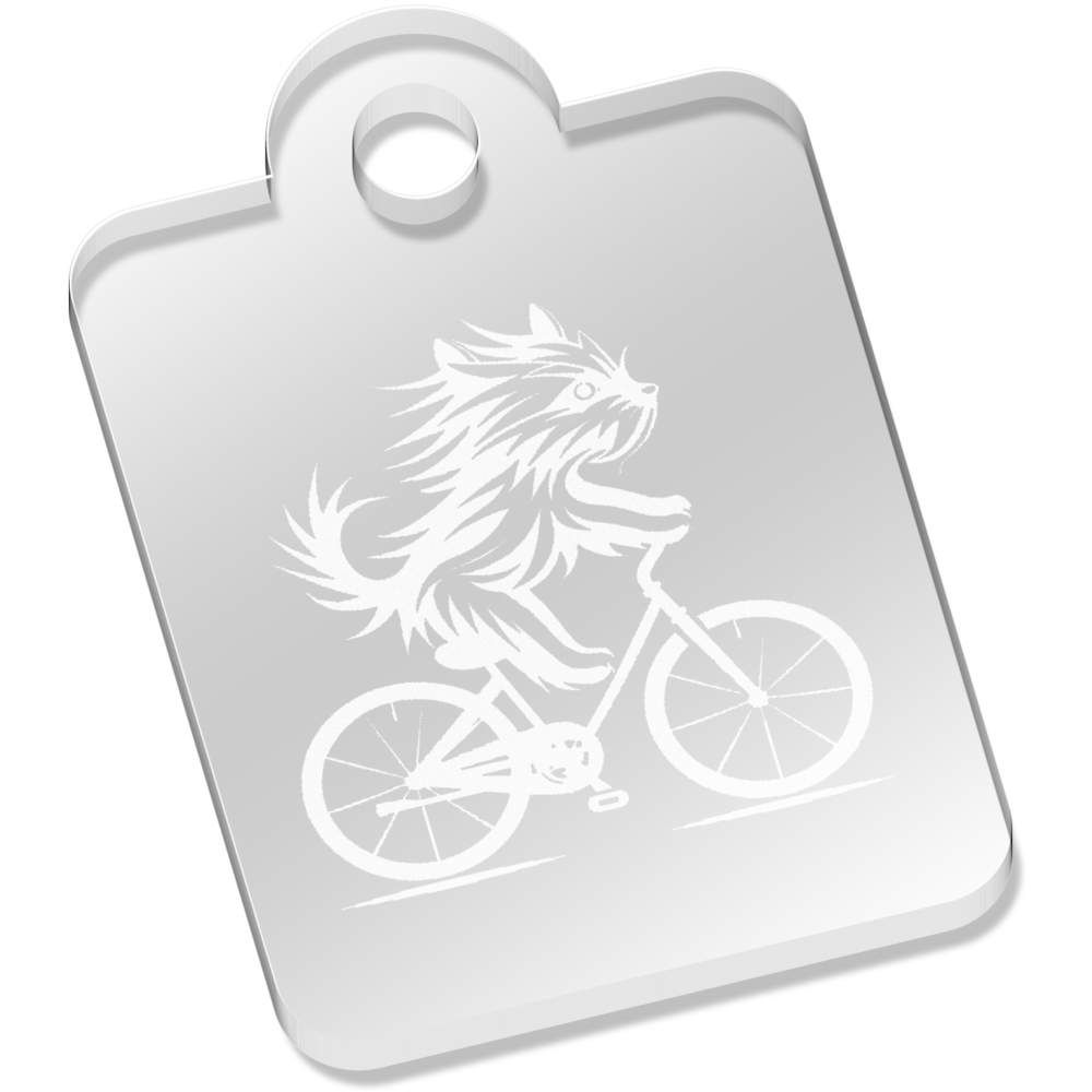 'Yorkshire Terrier Riding Bicycle' Laser-Engraved Clear Acrylic Keyring / Keychain (AK049356)