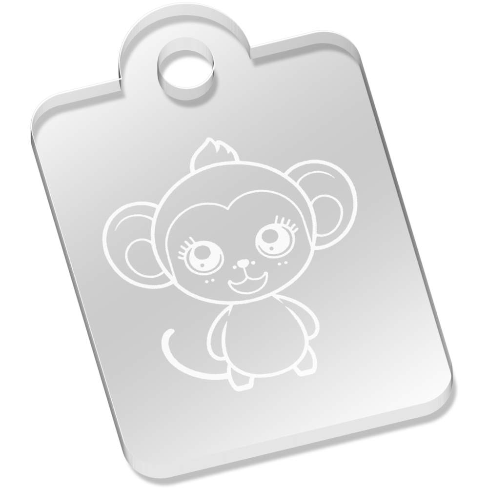 'Cute Monkey' Laser-Engraved Clear Acrylic Keyring / Keychain / Key Fob / Bag Tag (AK00086334)