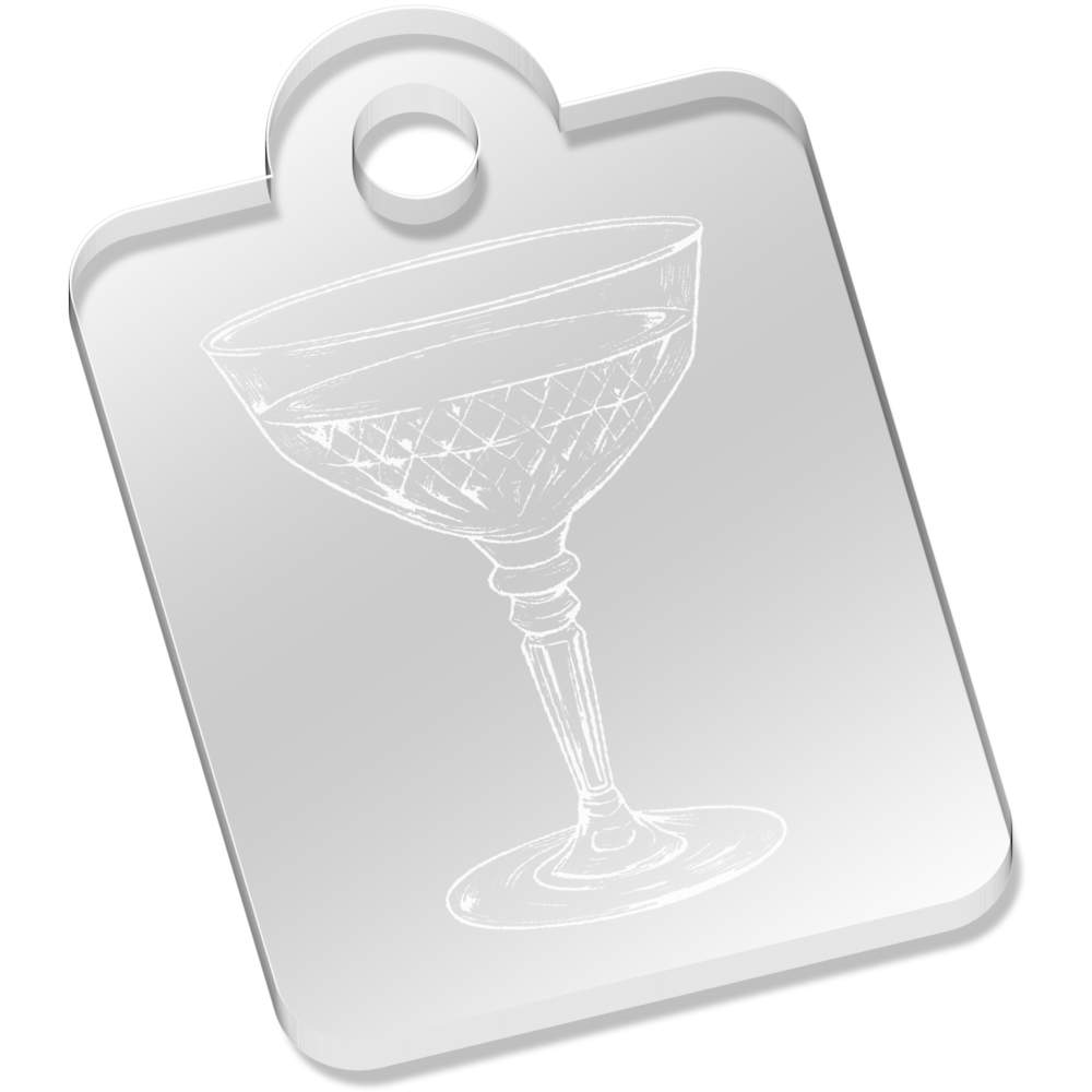 'Wine Glass' Laser-Engraved Clear Acrylic Keyring / Keychain / Key Fob / Bag Tag (AK00087372)