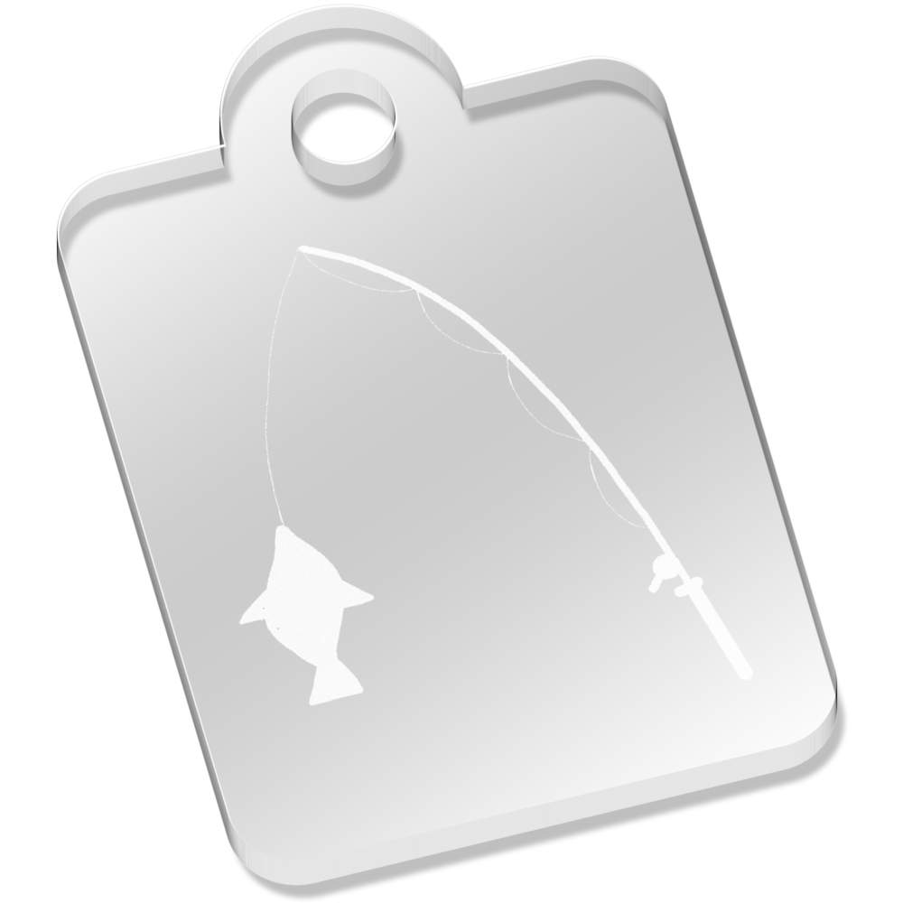 'Silhouette Of A Fishing Rod And Fish.' Laser-Engraved Clear Acrylic Keyring / Keychain (AK051398)