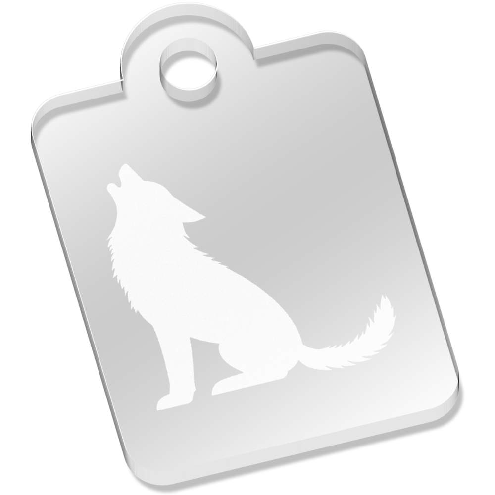 'wolf silhouette howling, black wolf, isolated' Laser-Engraved Clear Acrylic Keyring / Keychain (AK051527)