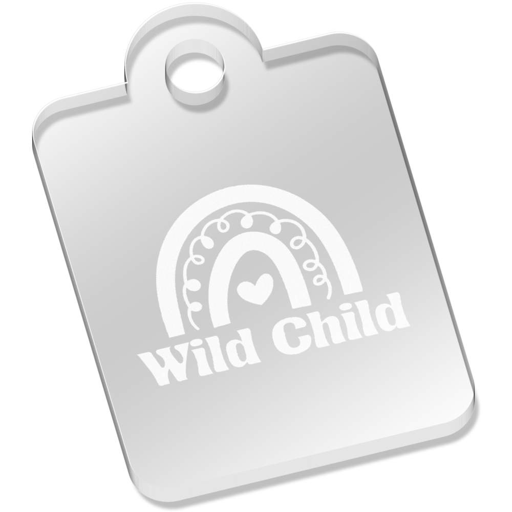 'Wild Child Text And Rainbow Image' Laser-Engraved Clear Acrylic Keyring / Keychain (AK051591)