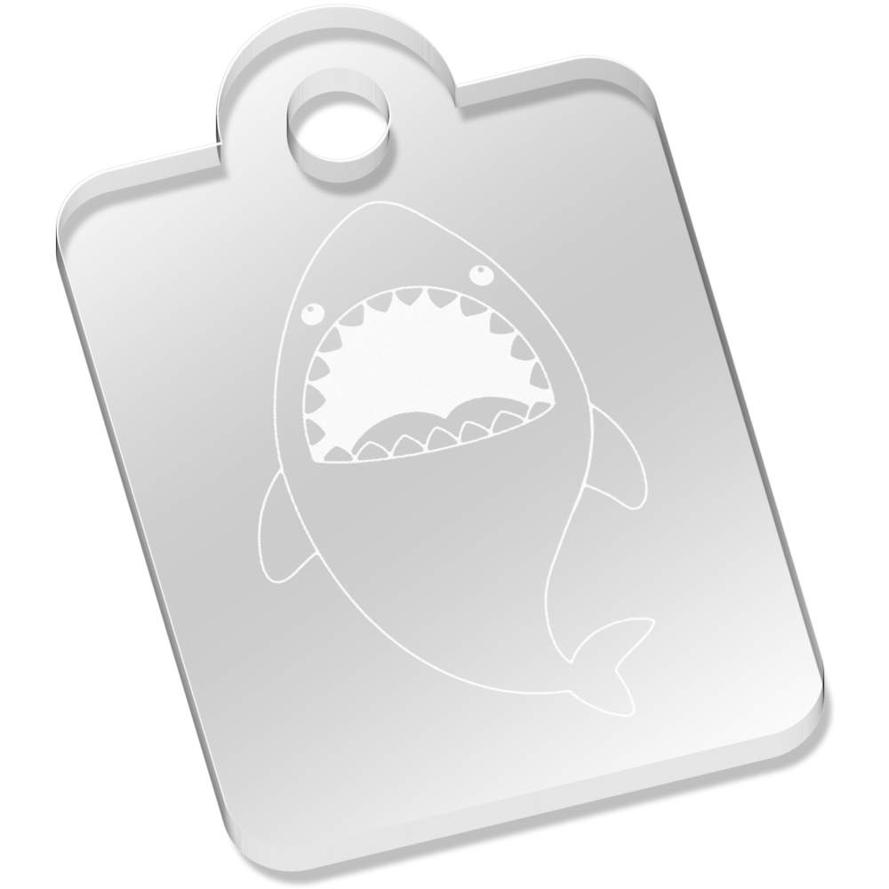 'Cute Shark' Laser-Engraved Clear Acrylic Keyring / Keychain / Key Fob / Bag Tag (AK00088252)
