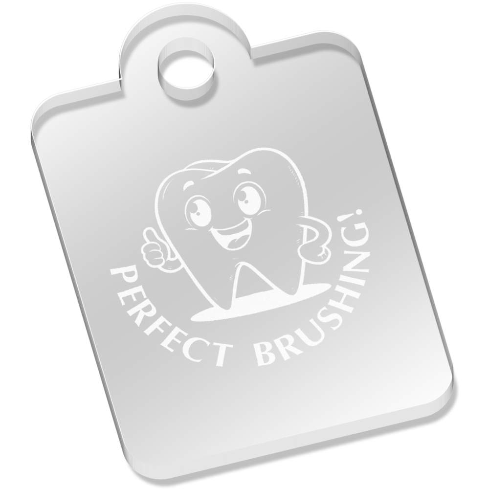 'Happy Tooth-Perfect Brushing' Laser-Engraved Clear Acrylic Keyring / Keychain / Key Fob / Bag Tag (AK00088888)