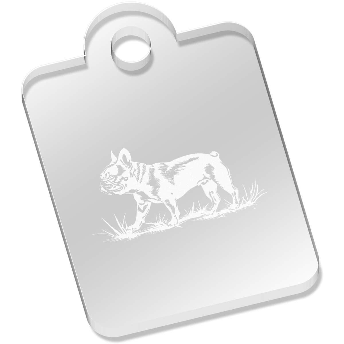 'French Bulldog Walking on Grass' Laser-Engraved Clear Acrylic Keyring / Keychain (AK052694)