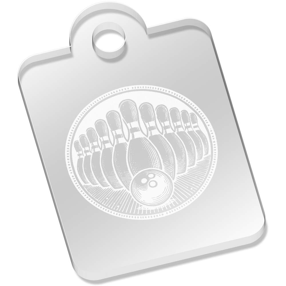 'Ten Pin Bowling' Laser-Engraved Clear Acrylic Keyring / Keychain / Key Fob / Bag Tag (AK00088970)