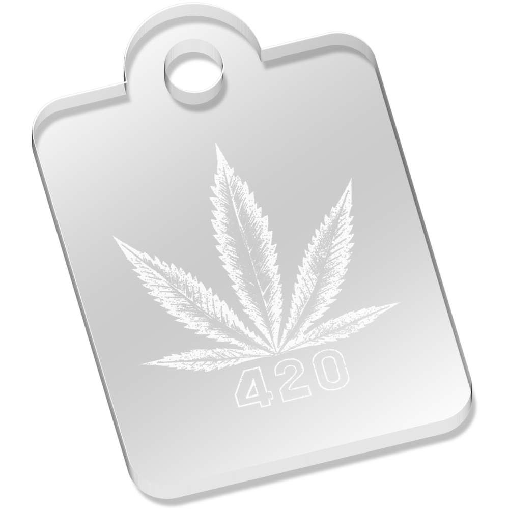 'Cannabis Leaf' Laser-Engraved Clear Acrylic Keyring / Keychain (AK052771)