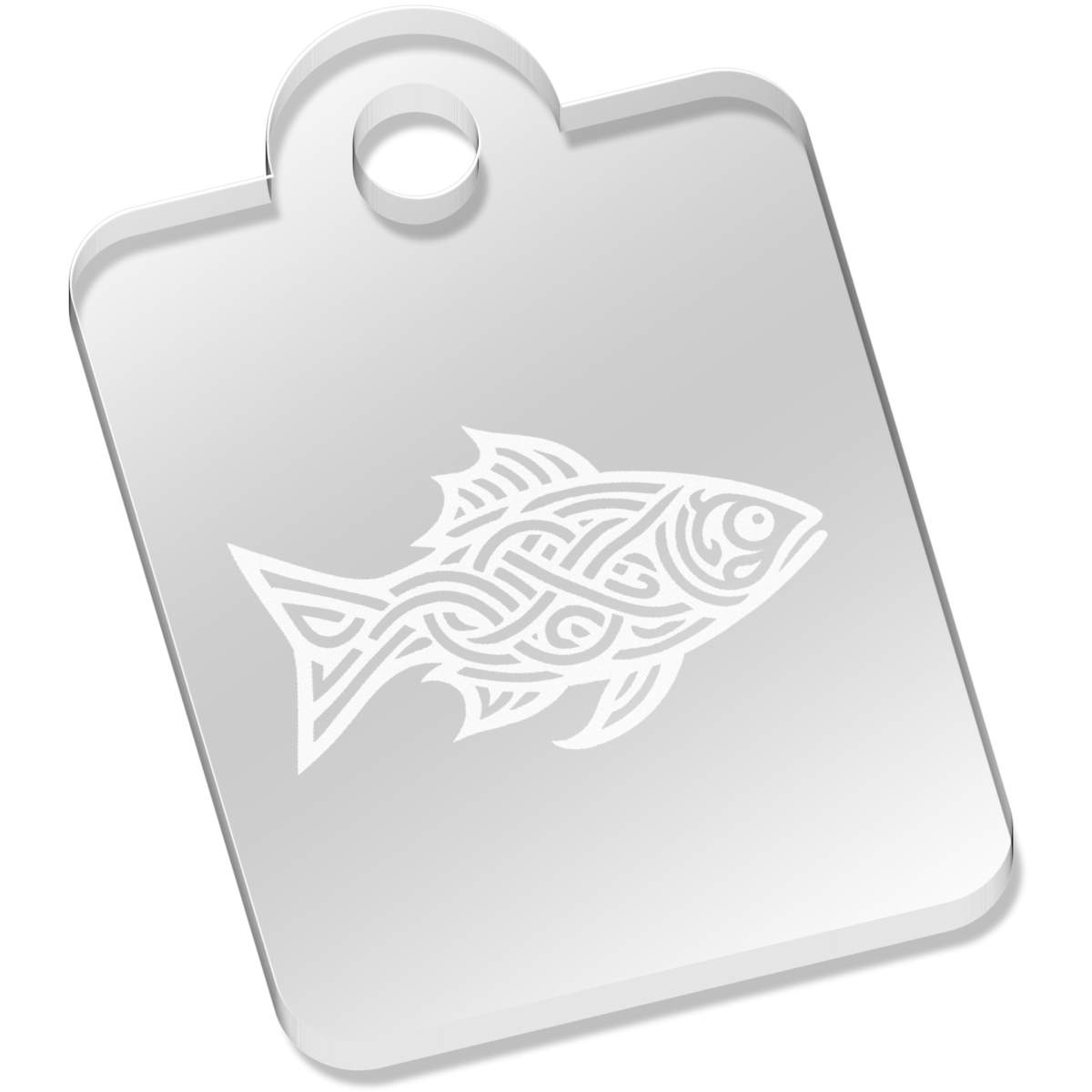 'Celtic Fish' Laser-Engraved Clear Acrylic Keyring / Keychain / Key Fob / Bag Tag (AK00089776)