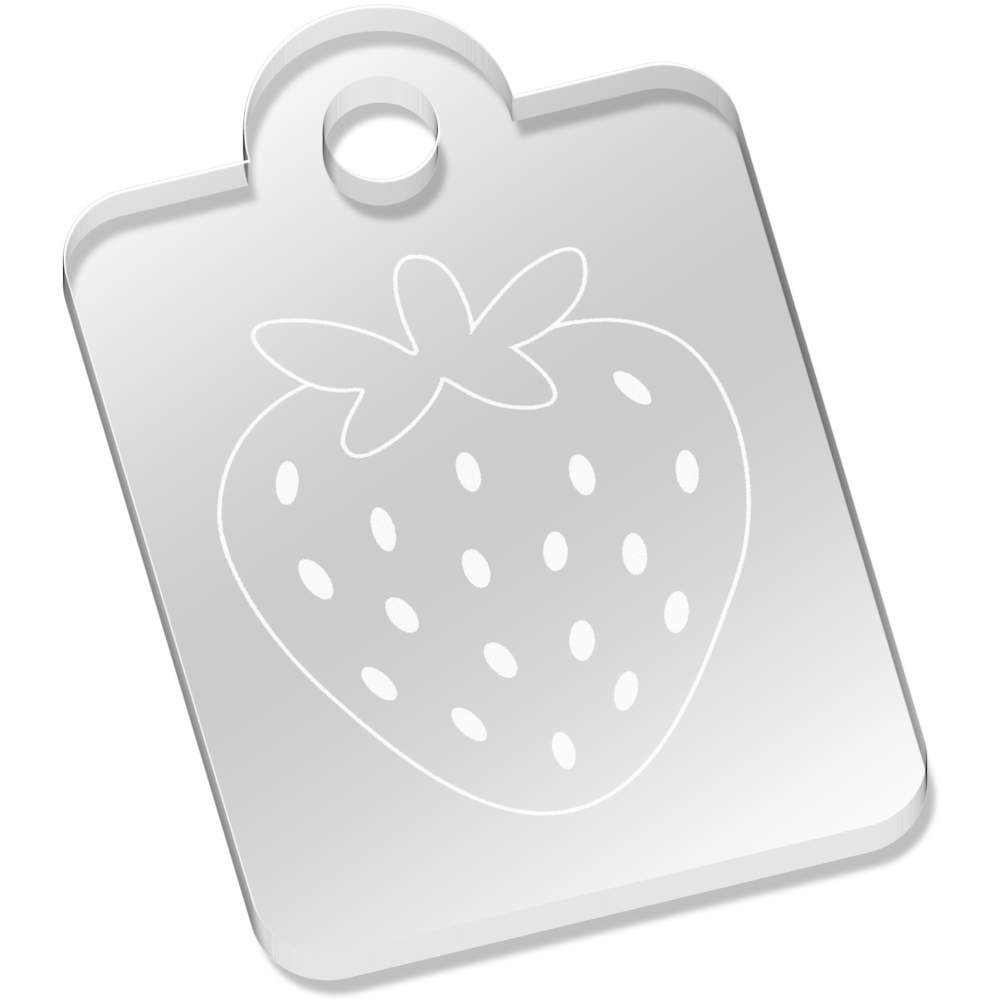 'Strawberry' Laser-Engraved Clear Acrylic Keyring / Keychain (AK053738)