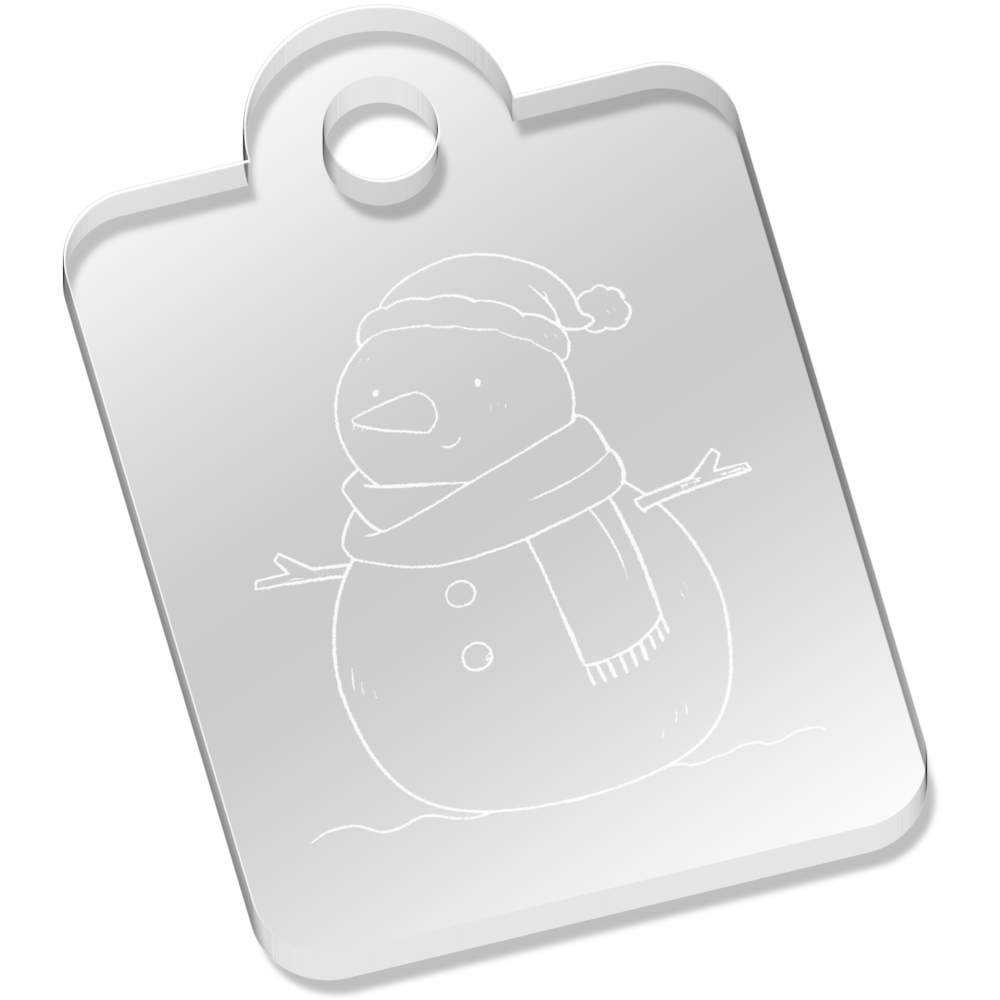 'Smiling Snowman' Laser-Engraved Clear Acrylic Keyring / Keychain / Key Fob / Bag Tag (AK00090096)