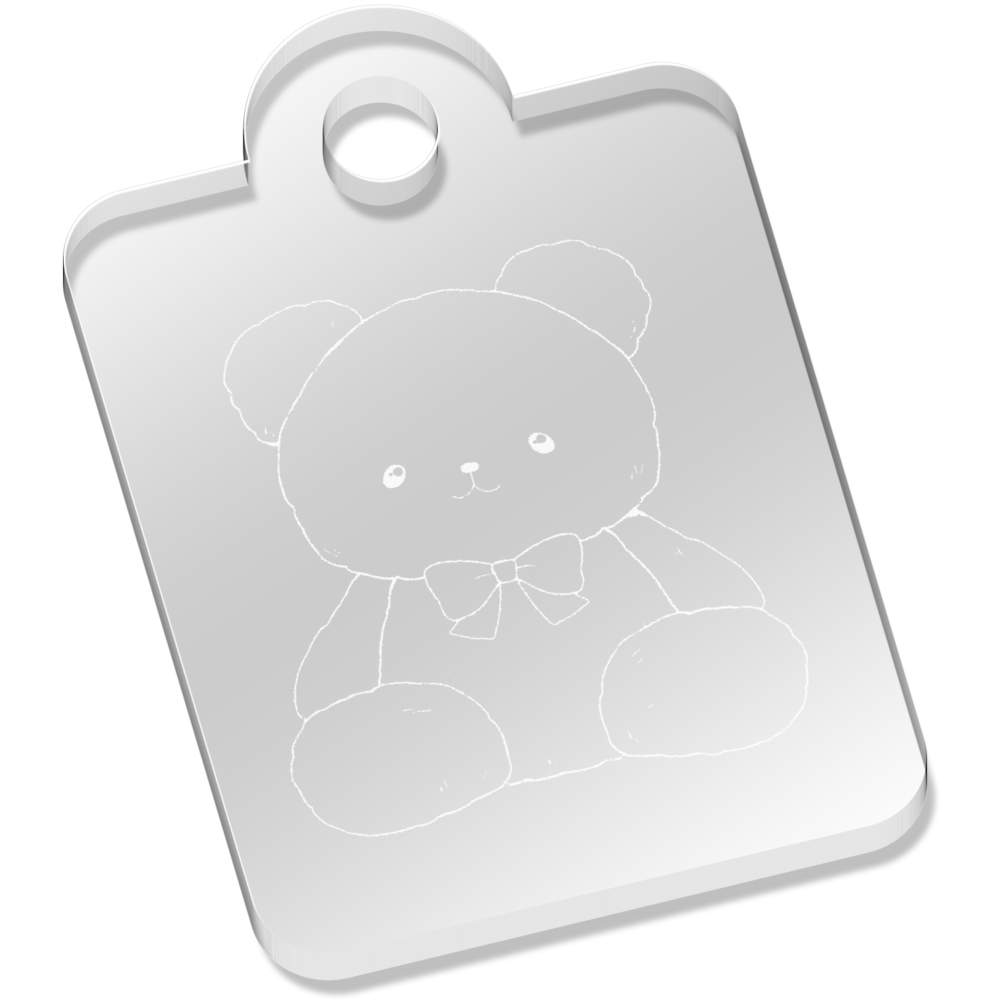 'Teddy Bear Sitting' Laser-Engraved Clear Acrylic Keyring / Keychain / Key Fob / Bag Tag (AK00090106)