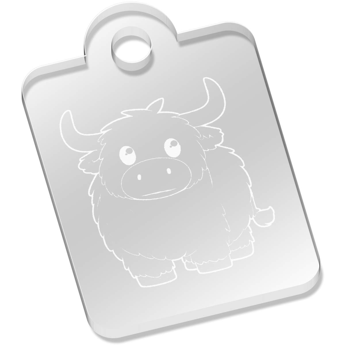 'Cute Highland Cow' Laser-Engraved Clear Acrylic Keyring / Keychain (AK053947)
