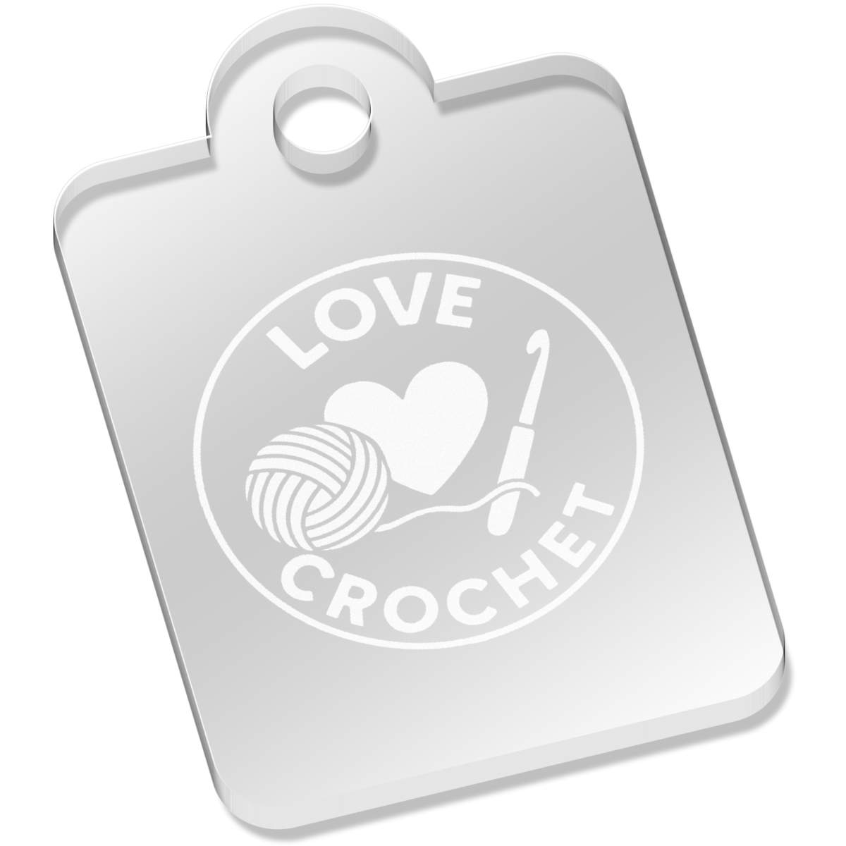 'Love Crochet' Laser-Engraved Clear Acrylic Keyring / Keychain (AK054003)