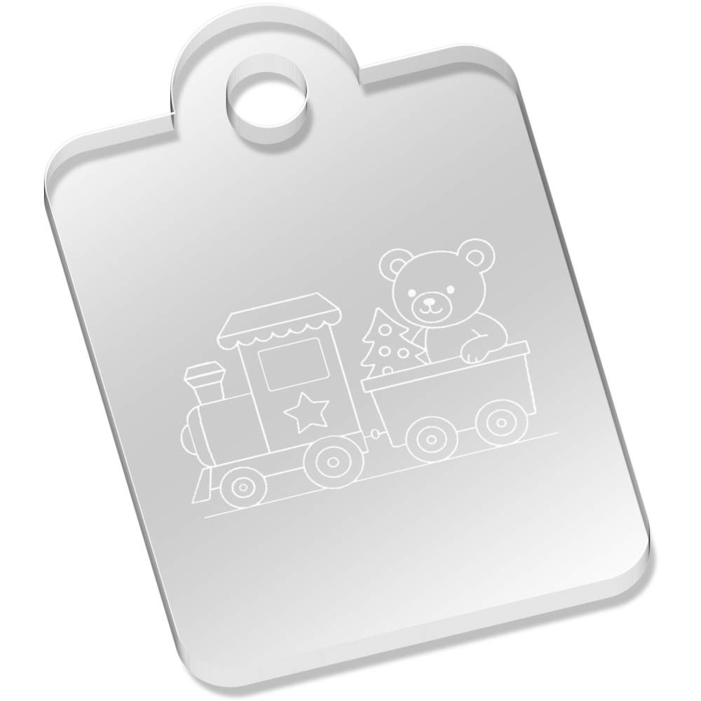 'Christmas Train with teddy bear' Laser-Engraved Clear Acrylic Keyring / Keychain / Key Fob / Bag Tag (AK00090206)