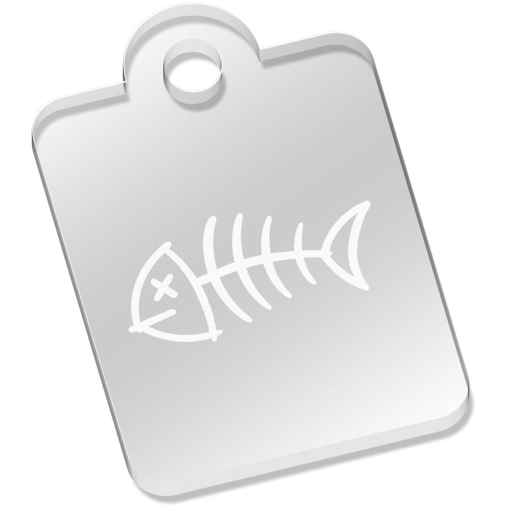 'Fish Skeleton ' Laser-Engraved Clear Acrylic Keyring / Keychain (AK057881)