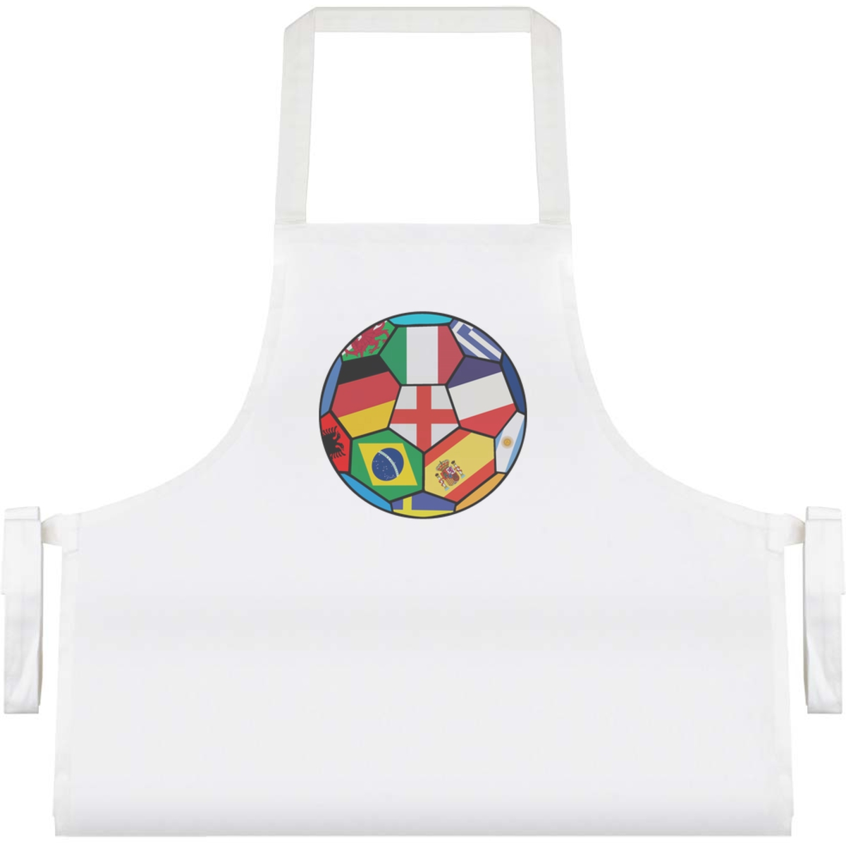 'World Cup Flags Football' Unisex Cooking Apron - White - Unisex Kitchen Bib for Baking, Barbecues, Crafts and Gifts (AP00046804)
