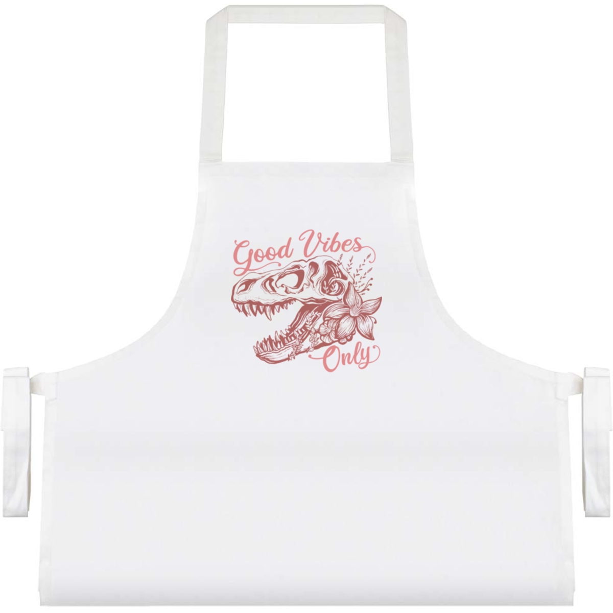 'Good Vibes Floral Dinosaur Skull' Unisex Cooking Apron (AP00054503)