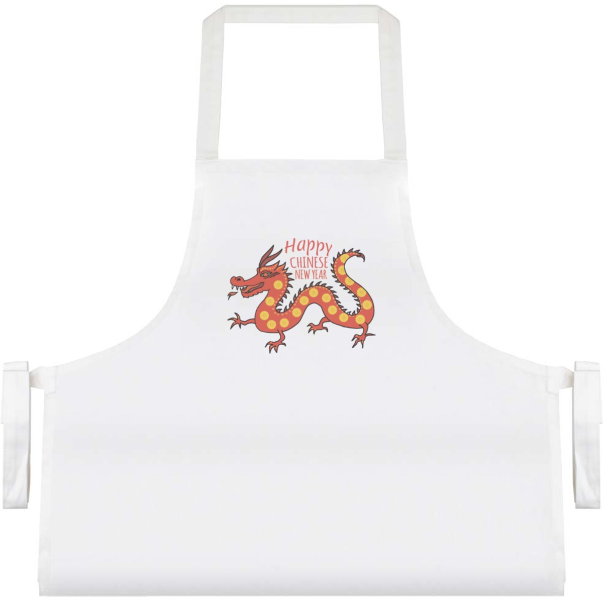 'Happy Chinese New Year' Unisex Cooking Apron - White - Unisex Kitchen Bib for Baking, Barbecues, Crafts and Gifts (AP00061849)