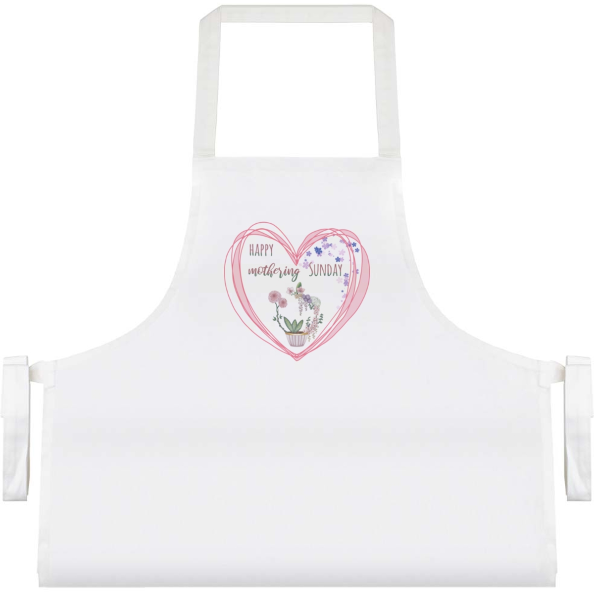 'Happy Mothering Sunday' Unisex Cooking Apron - White - Unisex Kitchen Bib for Baking, Barbecues, Crafts and Gifts (AP00065340)