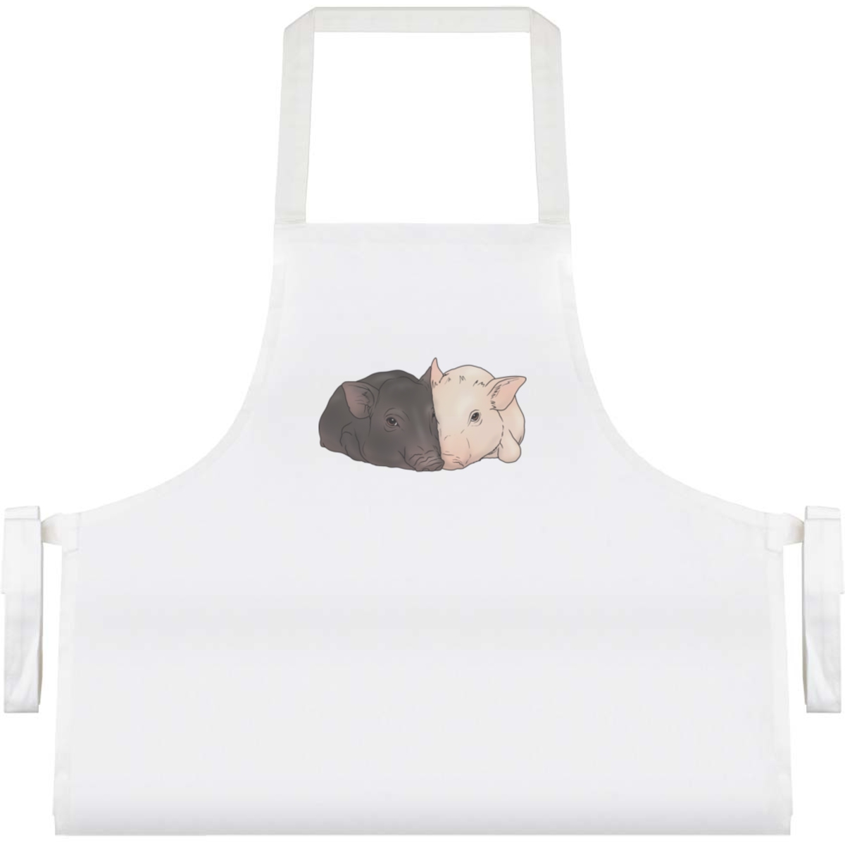 'Cuddling Pigs' Unisex Cooking Apron - White - Unisex Kitchen Bib for Baking, Barbecues, Crafts and Gifts (AP00066760)