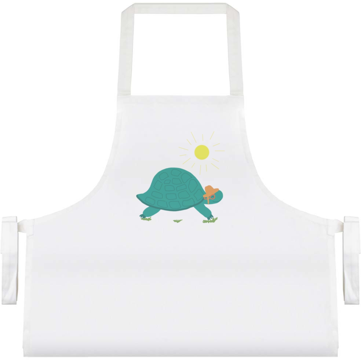 'Tortoise, Sun Hat & Specs' Unisex Cooking Apron - White - Unisex Kitchen Bib for Baking, Barbecues, Crafts and Gifts (AP00068459)