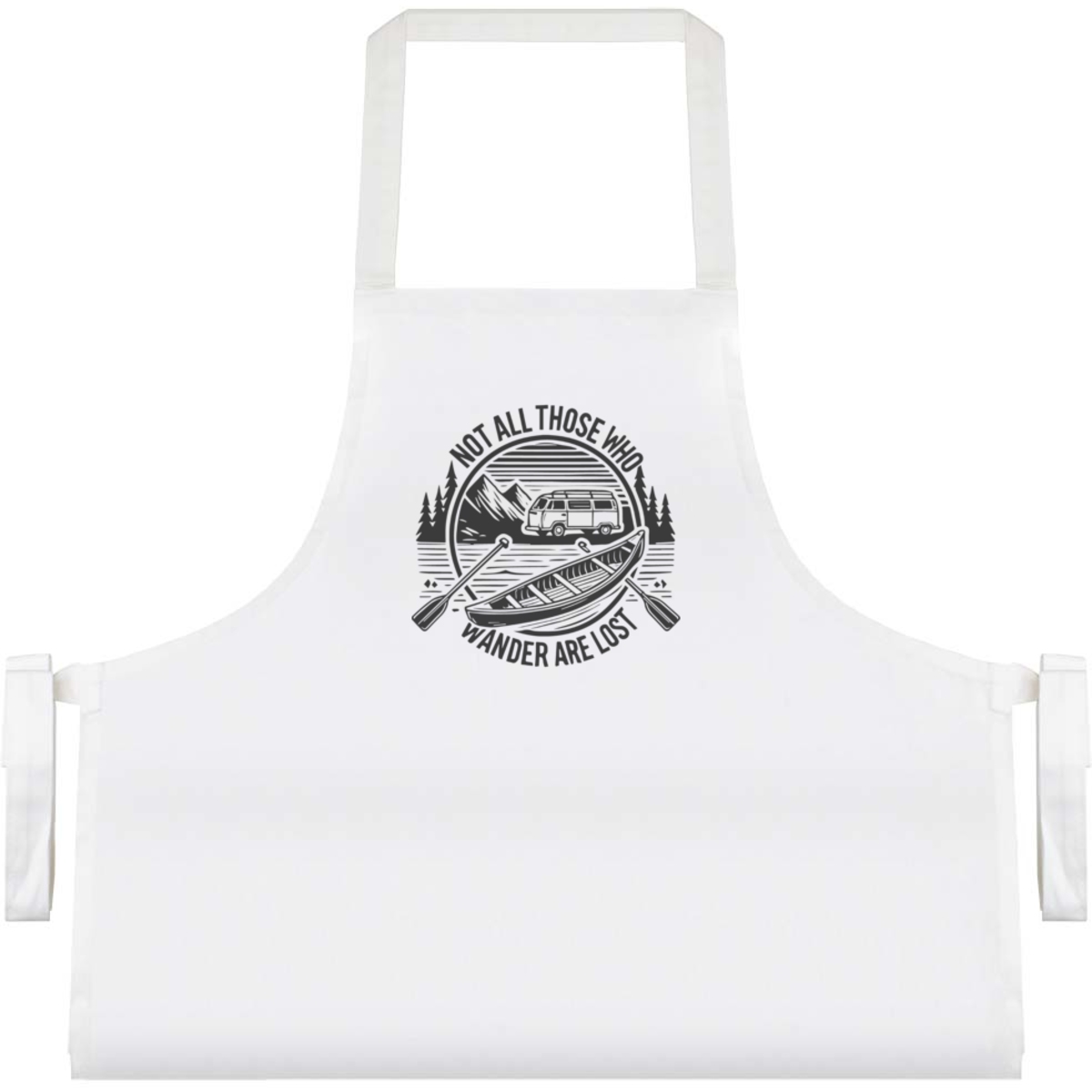 'Not All Who Wander' Unisex Cooking Apron - White - Unisex Kitchen Bib for Baking, Barbecues, Crafts and Gifts (AP00068970)