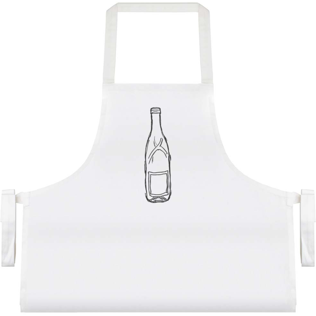 'Wine Bottle' Unisex Cooking Apron - White - Unisex Kitchen Bib for Baking, Barbecues, Crafts and Gifts (AP00070081)