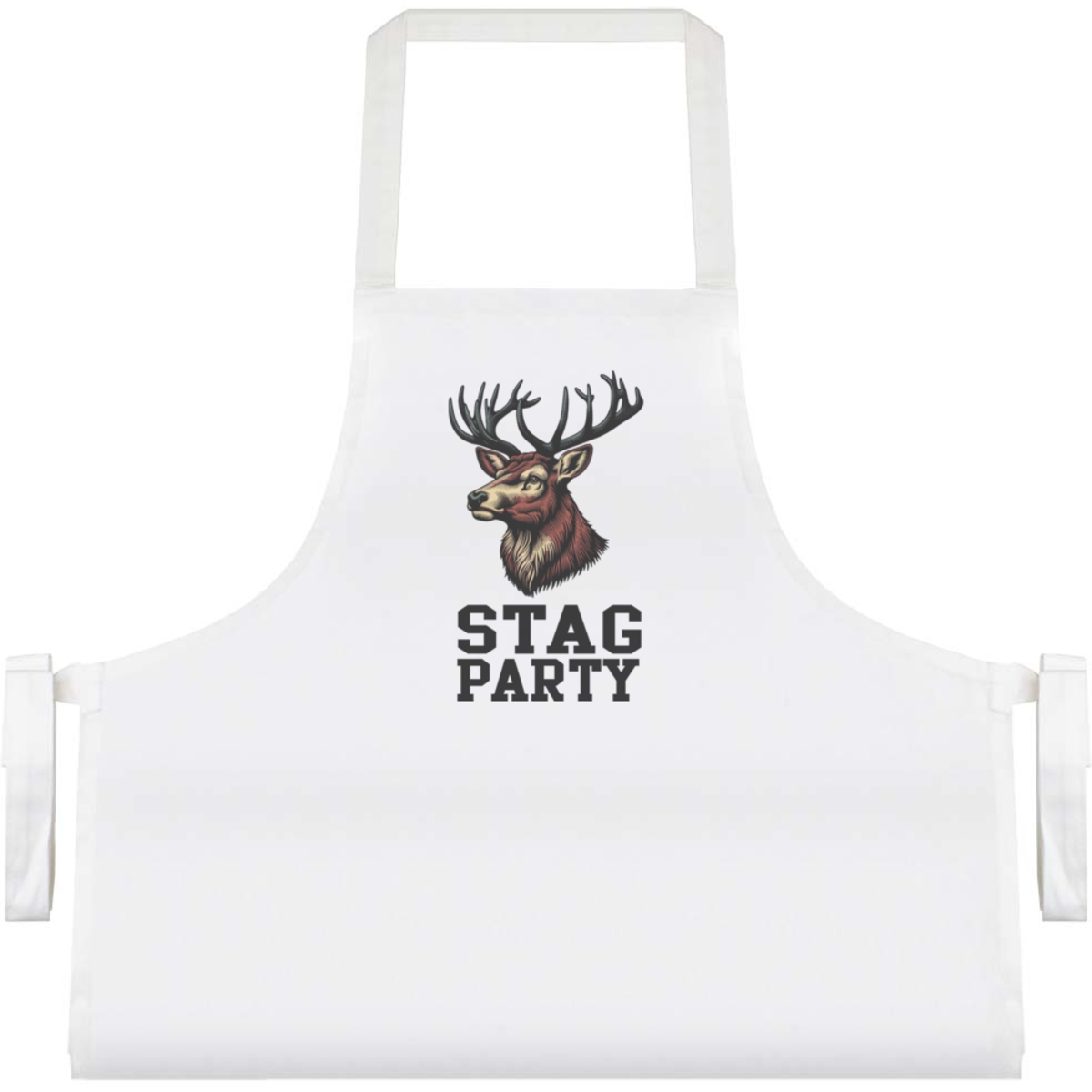 'Stag Party' Unisex Cooking Apron - White - Unisex Kitchen Bib for Baking, Barbecues, Crafts and Gifts (AP00070852)