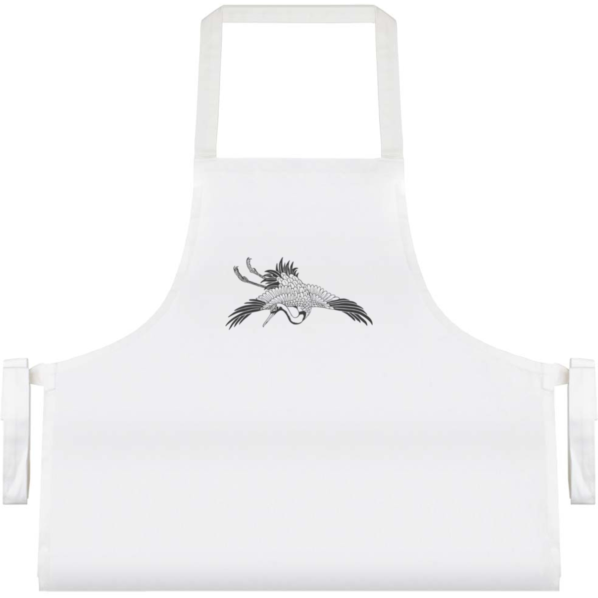 'Japanese Crane Bird' Unisex Cooking Apron - White - Unisex Kitchen Bib for Baking, Barbecues, Crafts and Gifts (AP00070860)