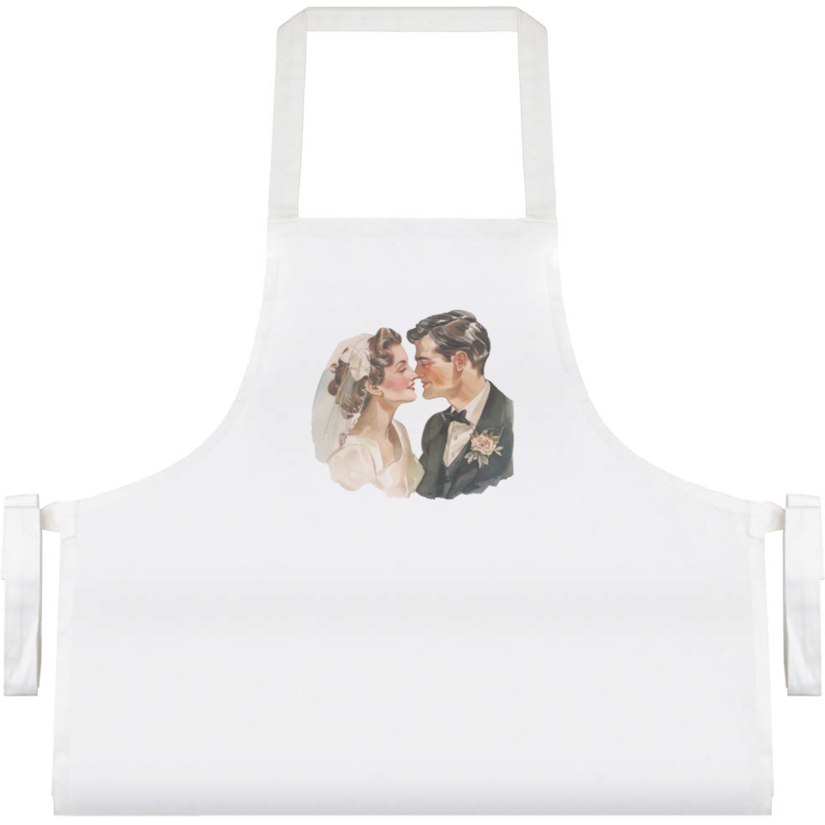 'Bride and Groom' Unisex Cooking Apron - White - Unisex Kitchen Bib for Baking, Barbecues, Crafts and Gifts (AP00071886)
