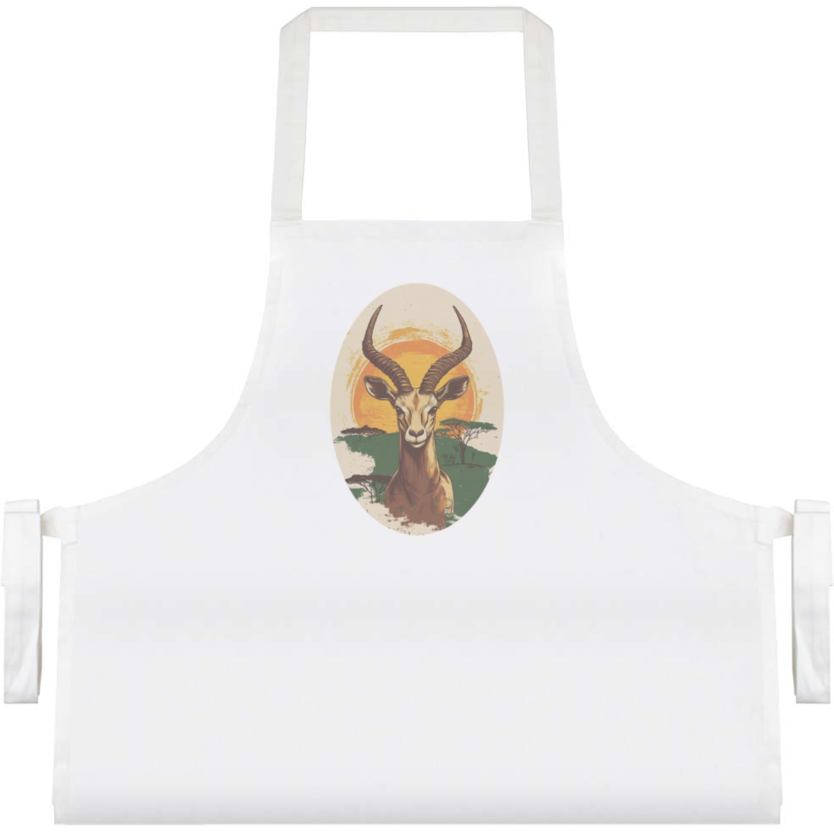 'Springbok Portrait with African Landscape' Unisex Cooking Apron (AP00075675)